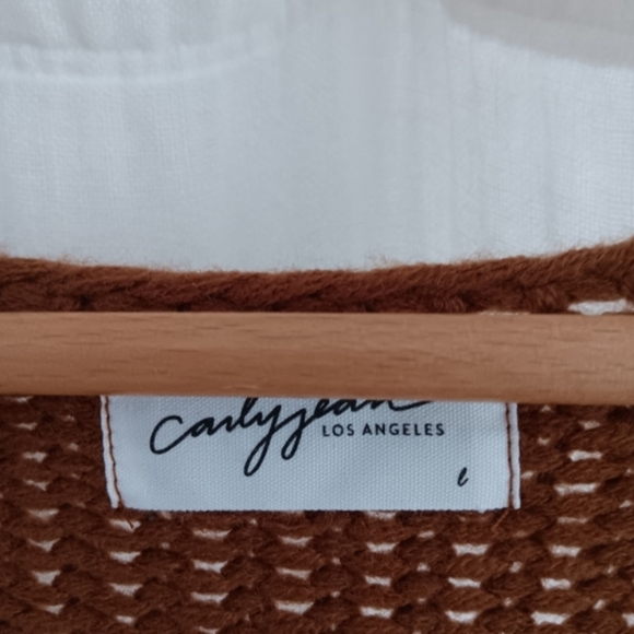 Carly Jean Los Angeles Warm Brown Chunky Knit Cardigan - Picture 3 of 7